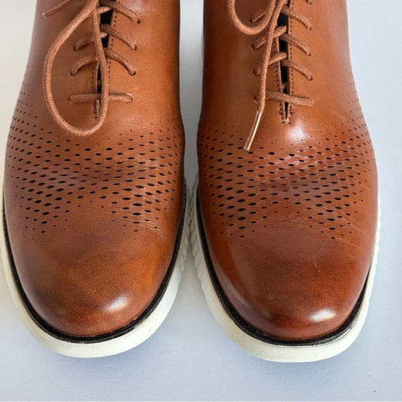 Cole Haan Men\'s 2.ZERØGRAND Laser Wingtip Oxford Shoes | Tan/Ivory Size 12M main image 7